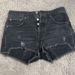 Levi's Black Distressed Jean Shorts